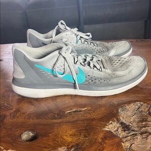 Nike Flex 2017 RN Grey/Blue Running Shoes 898476-007 Women's Size 10